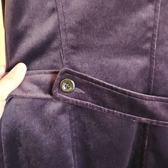 Liz Claiborne Y2K Double Breasted Velvet Coat in Eggplant - Size PS - Picture 7 of 13